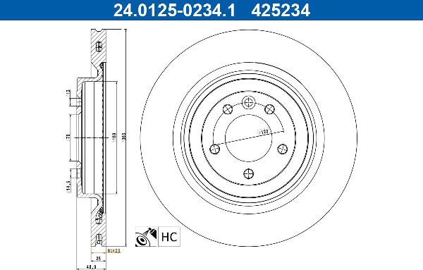 ATE 24.0125-0234.1 — Tarcza hamulcowa