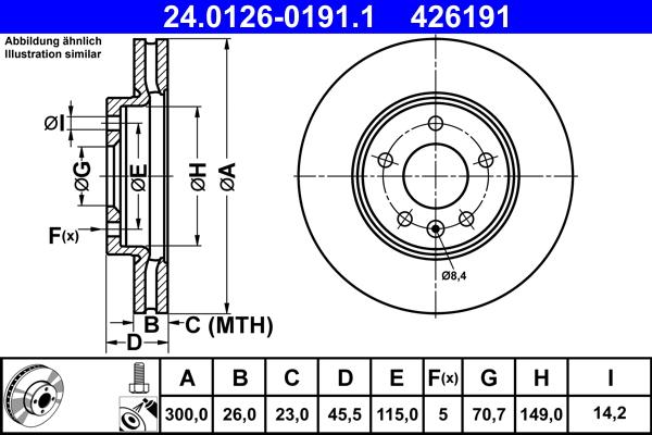 ATE 24.0126-0191.1 - TARCZA HAM. OPEL P. INSIGNIA 1.5-2.0 17-