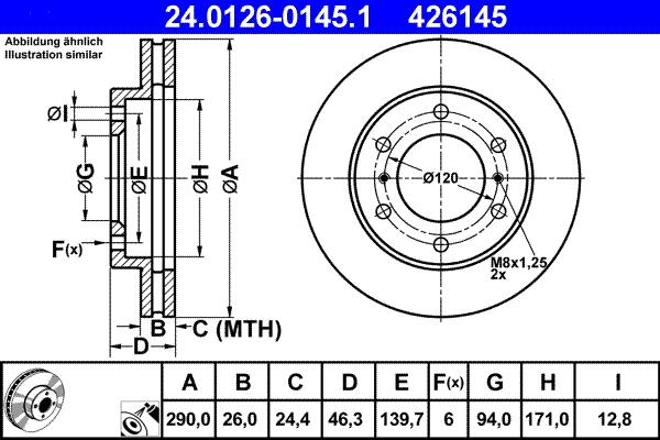ATE 24.0126-0145.1 - TARCZA HAM. MITSUBISHI P. PAJERO 2.5-3.2DI-D-3.5-3.8 00-