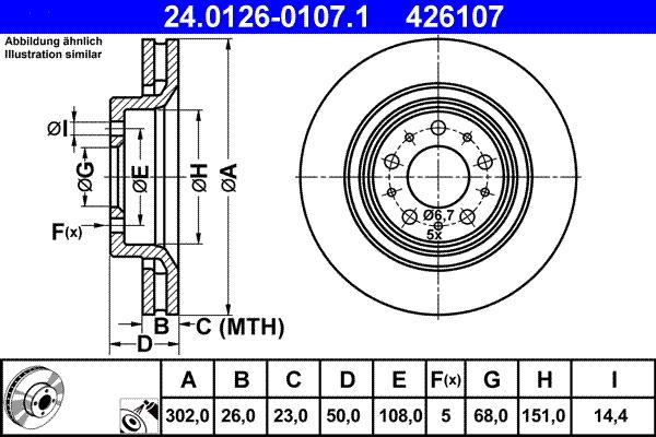 ATE 24.0126-0107.1 - TARCZA HAM. VOLVO P. S70-V70-C70 97-05
