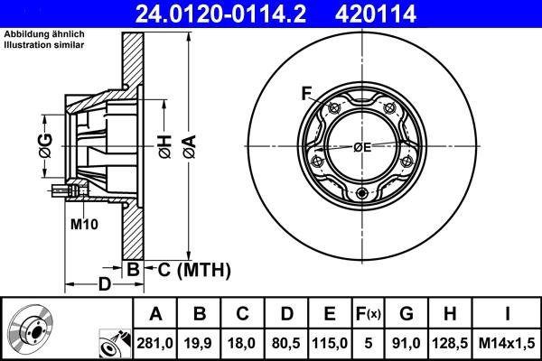 ATE 24.0120-0114.2 — Tarcza hamulcowa