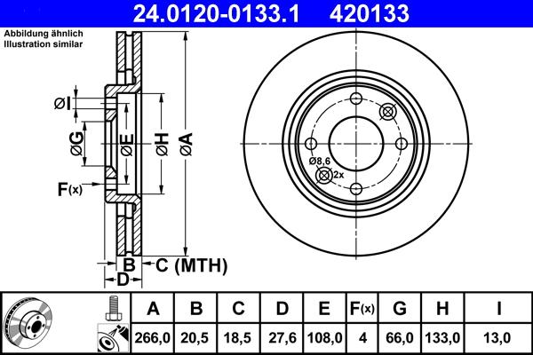 ATE 24.0120-0133.1 - Tarcza hamulcowa