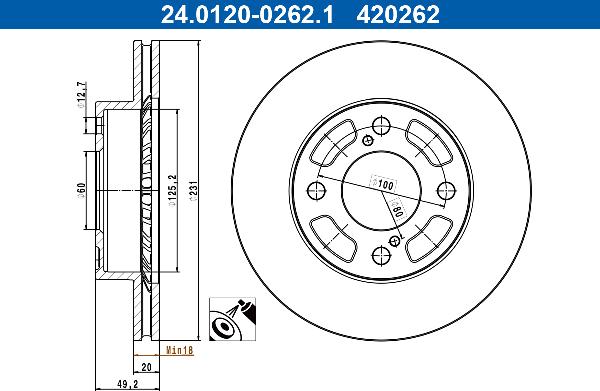 ATE 24.0120-0262.1 — Tarcza hamulcowa