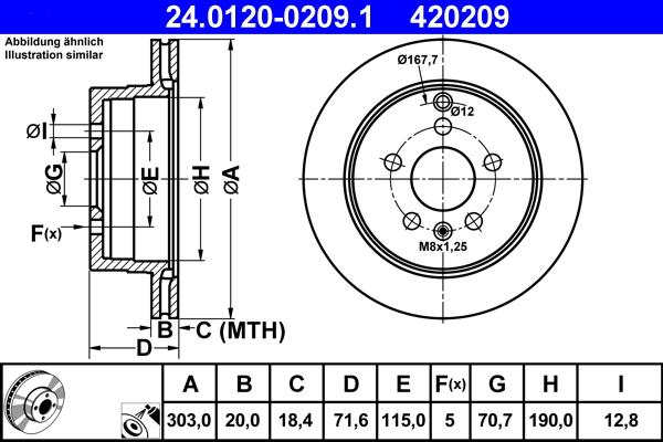 ATE 24.0120-0209.1 - TARCZA HAM. CHEVROLET T. CAPTIVA 2.0-2.2D-2.4-3.2 06-