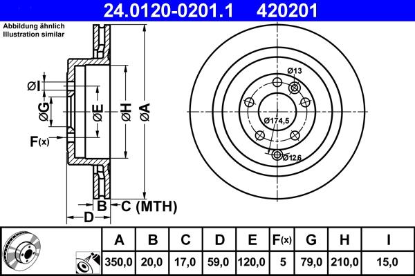 ATE 24.0120-0201.1 - TARCZA HAM. LAND ROVER T. DISCOVERY-RANGE ROVER 2.7-3.0TD-4.0-5.0 4X4 05-
