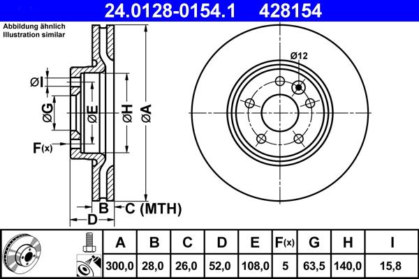 ATE 24.0128-0154.1 - TARCZA HAM. VOLVO P. S60-S80-V60-V70-XC70 07-