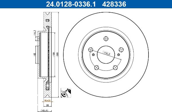 ATE 24.0128-0336.1 — Tarcza hamulcowa