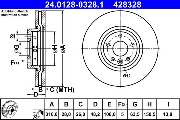 ATE 24.0128-0328.1 - TARCZA HAM. JAGUAR P. XE 2.0 15-