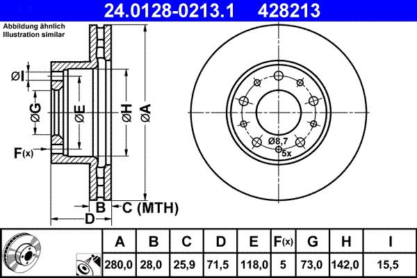 ATE 24.0128-0213.1 - TARCZA HAM. FIAT P. DUCATO 06- 1600KG
