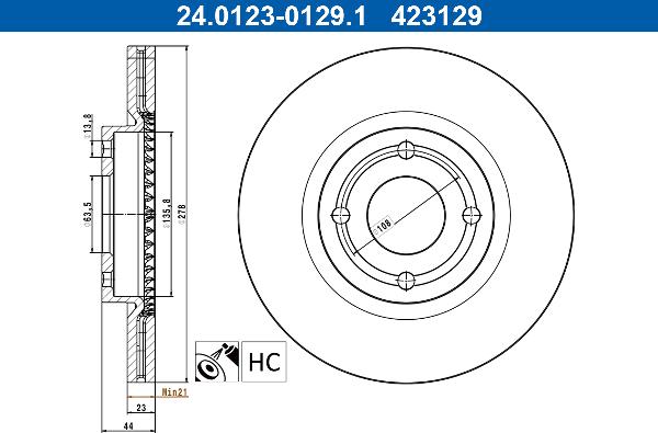 ATE 24.0123-0129.1 — Tarcza hamulcowa