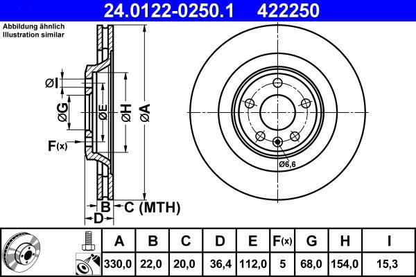 ATE 24.0122-0250.1 - Tarcza hamulcowa