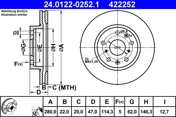 ATE 24.0122-0252.1 - TARCZA HAM. SUZUKI P. SX4 1.5-1.6 06-