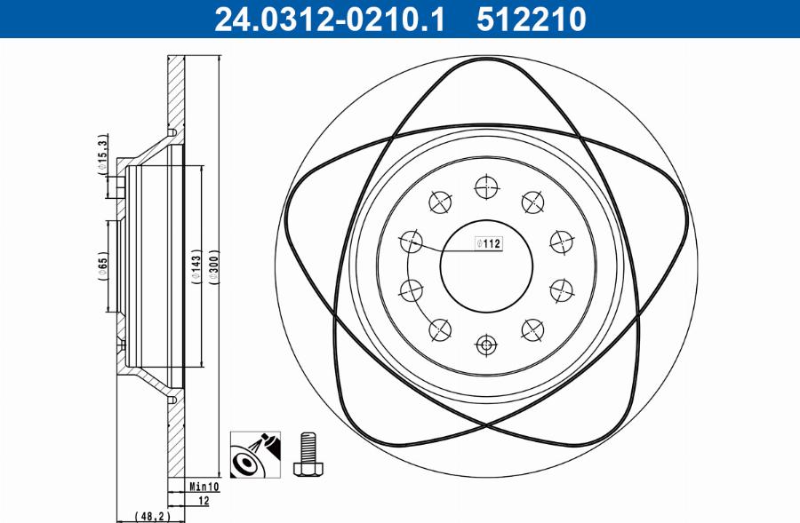 ATE 24.0312-0210.1 — Tarcza hamulcowa