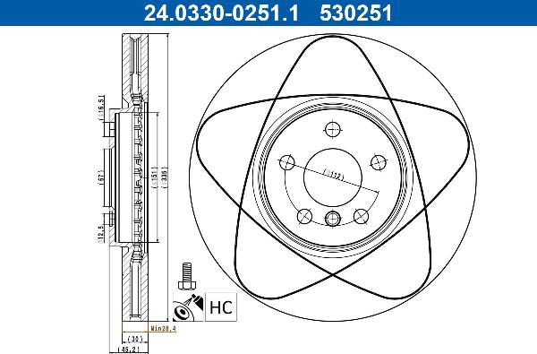 ATE 24.0330-0251.1 — Tarcza hamulcowa