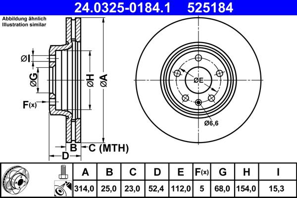 ATE 24.0325-0184.1 - TARCZA HAM. AUDI P. A4-A5 07- POWER DISC