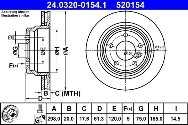 ATE 24.0320-0154.1 - TARCZA HAM. BMW T. 5 2.0-4.4 96-04 POWER DISC