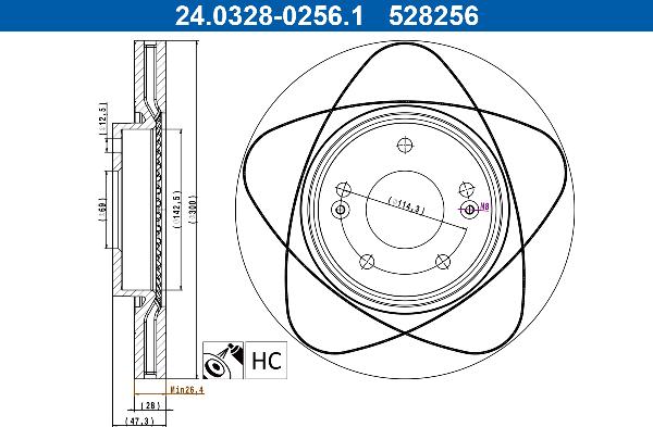 ATE 24.0328-0256.1 — Tarcza hamulcowa