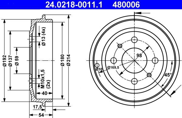 ATE 24.0218-0011.1 - BĘBEN HAM. FIAT T. 500-BRAVA-BRAVO-PANDA-PUNTO 95-