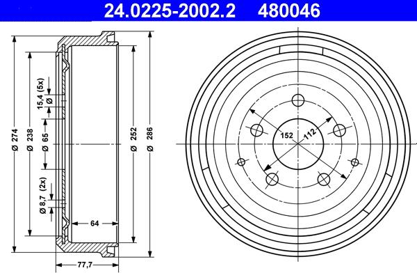 ATE 24.0225-2002.2 — Bęben hamulcowy