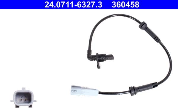 ATE 24.0711-6327.3 - CZUJNIK ABS DACIA T.  LOGAN 13- PR