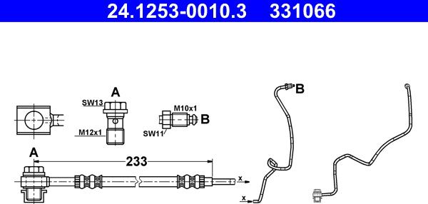 ATE 24.1253-0010.3 - PRZEWÓD HAM. ELAST. SKODA T. OCTAVIA-RAPID-ROOMSTER 96- LE