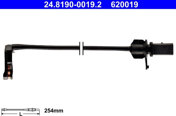 ATE 24.8190-0019.2 - CZUJNIK KLOCKÓW HAM. AUDI P. A6-A7-A8 1.8-6.3 09-18