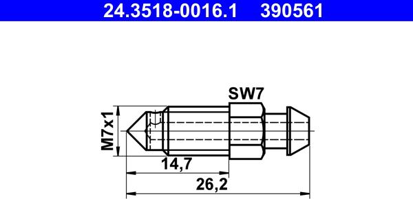 ATE 24.3518-0016.1 - ODPOWIETRZNIK HAM. 7X25.7 M7X1