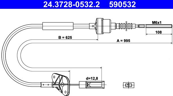 ATE 24.3728-0532.2 - LINKA SPRZĘGŁA FIAT 500-PANDA 1.1-1.2 03-13