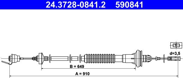 ATE 24.3728-0841.2 - LINKA SPRZĘGŁA PEUGEOT 206 1.9 D-2.0 98-07
