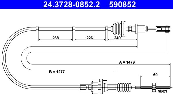 ATE 24.3728-0852.2 - LINKA SPRZĘGŁA PEUGEOT 107 1.4 HDI 05-14