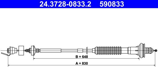 ATE 24.3728-0833.2 - LINKA SPRZĘGŁA PEUGEOT 206 1.4-2.0 HDI 98-07