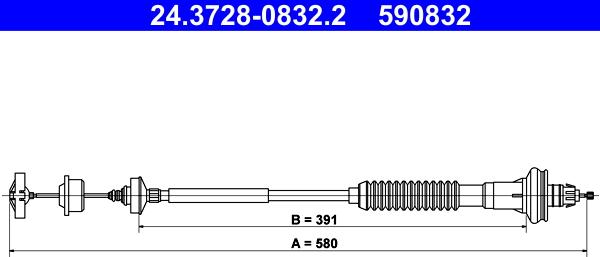 ATE 24.3728-0832.2 - LINKA SPRZĘGŁA PEUGEOT 206 1.1-1.6 16V 98-
