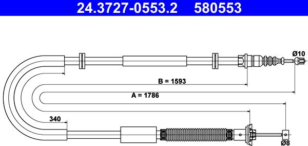 ATE 24.3727-0553.2 - LINKA HAM. RĘCZ. FIAT T. BRAVO II -STILO 01- LE