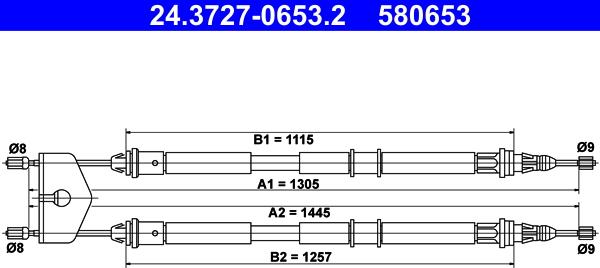 ATE 24.3727-0653.2 - LINKA HAM. RĘCZ. FORD T. FIESTA-FUSION 95- LE-PR KPL.