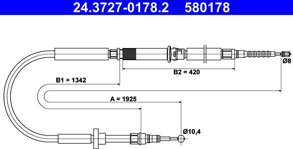 ATE 24.3727-0178.2 - LINKA HAM. RĘCZ. VW T. A6 1.8-4.2 QUATTRO 97-05 LE-PR