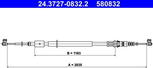 ATE 24.3727-0832.2 - LINKA HAM. RĘCZ. PEUGEOT T. 307 00- LE-PR