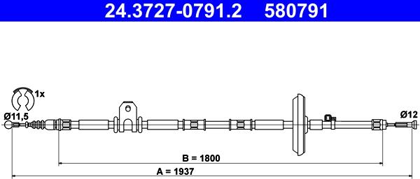 ATE 24.3727-0791.2 - LINKA HAM. RĘCZ. OPEL T. INSIGNIA 08- LE-PR
