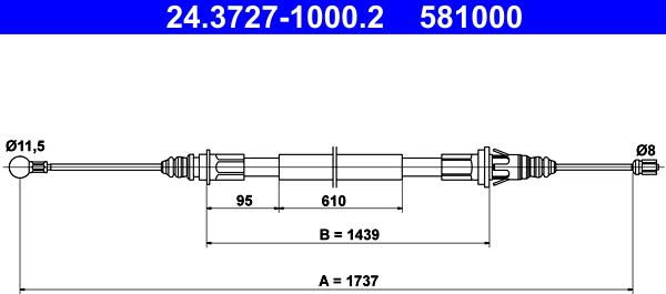 ATE 24.3727-1000.2 - LINKA HAM. RĘCZ. OPEL T. MOVANO 00- LE-PR