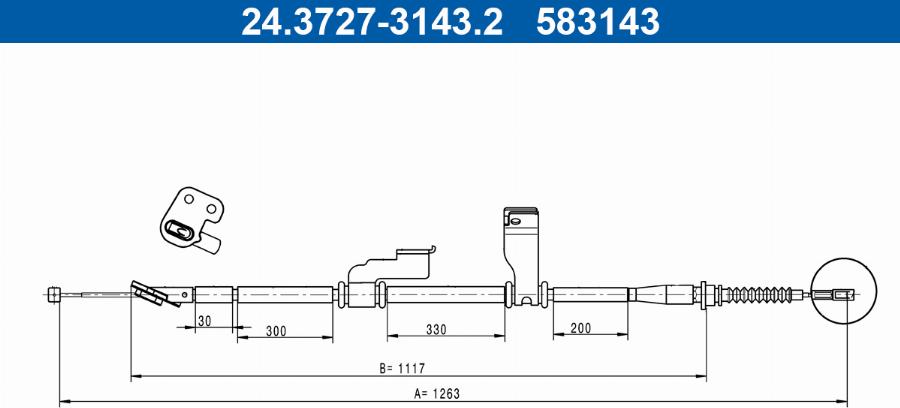 ATE 24.3727-3143.2 - LINKA HAM. RĘCZ. HYUNDAI T. I10 1.0-1.2 08-13 PR