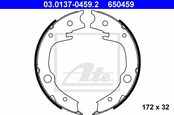 ATE 03.0137-0459.2 - SZCZĘKI HAM. RĘCZ. TOYOTA AVENSIS-COROLLA-YARIS 1.0-2.4 99-08