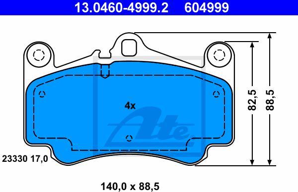 ATE 13.0460-4999.2 - KLOCKI HAM. PORSCHE P. 911 3.6-3.8 00-12