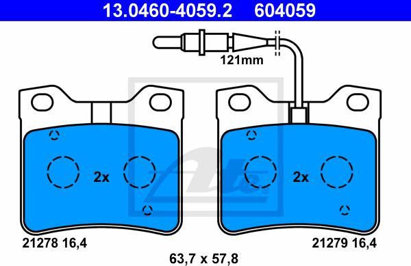 ATE 13.0460-4059.2 - KLOCKI HAM. PEUGEOT T. 406 1.6-3.0 95-04