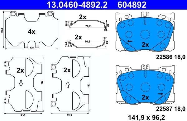 ATE 13.0460-4892.2 - KLOCKI HAM. DB P. C238-C253-C257-W213-X253 2.0-3.5 4-MATIC 15-