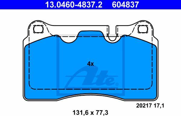 ATE 13.0460-4837.2 - KLOCKI HAM. LAND ROVER P. RANGE ROVER 2.7-3.6D-4.2-4.4 4X4 05-13