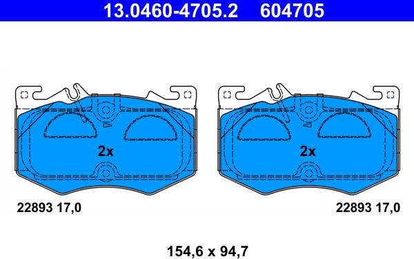 ATE 13.0460-4705.2 - KLOCKI HAM. DB P. C118-X118-W177 2.0 4-MATIC 18-