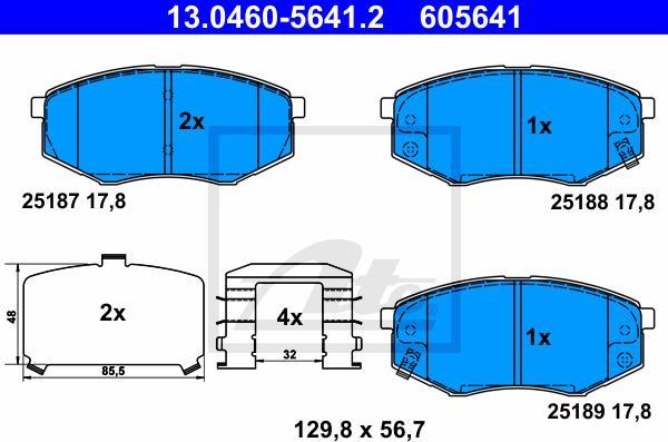 ATE 13.0460-5641.2 - KLOCKI HAM. HYUNDAI P. IX20 1.4-1.6 10-