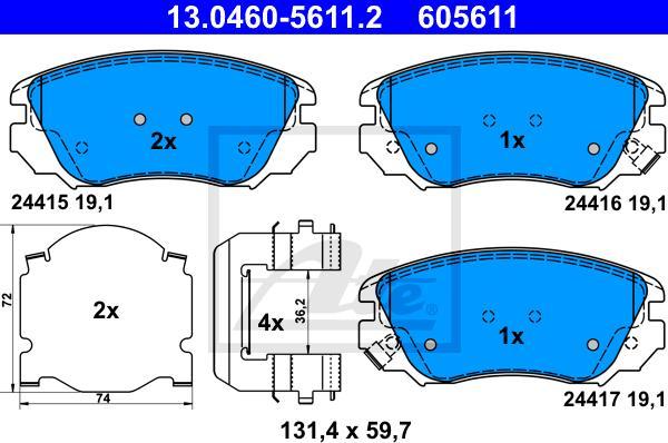 ATE 13.0460-5611.2 - KLOCKI HAM. OPEL P. INSIGNIA 1.4-2.0 08-
