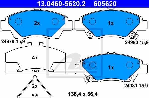 ATE 13.0460-5620.2 - KLOCKI HAM. HONDA P. INSIGHT 09--JAZZ-CITY 08--CR-Z 10-