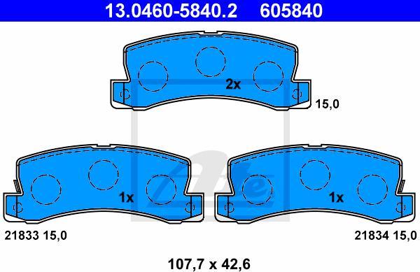 ATE 13.0460-5840.2 - Klocek hamulcowy kpl.