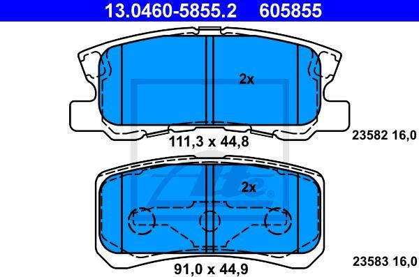 ATE 13.0460-5855.2 - KLOCKI HAM. PEUGEOT T. 4007-4008 1.6-2.2 HDI 07-